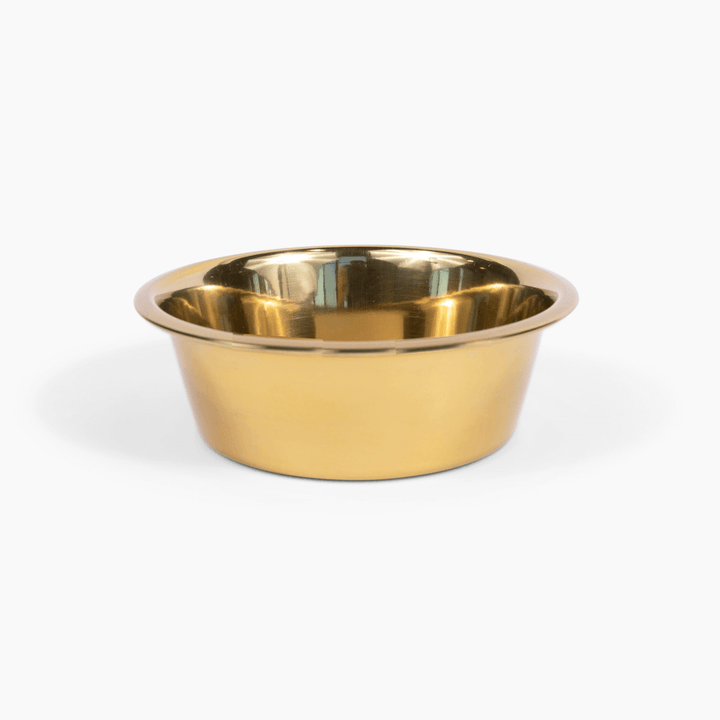 Hiddin Clear Acrylic Triple Feeder with Gold Bowls – 12 in High