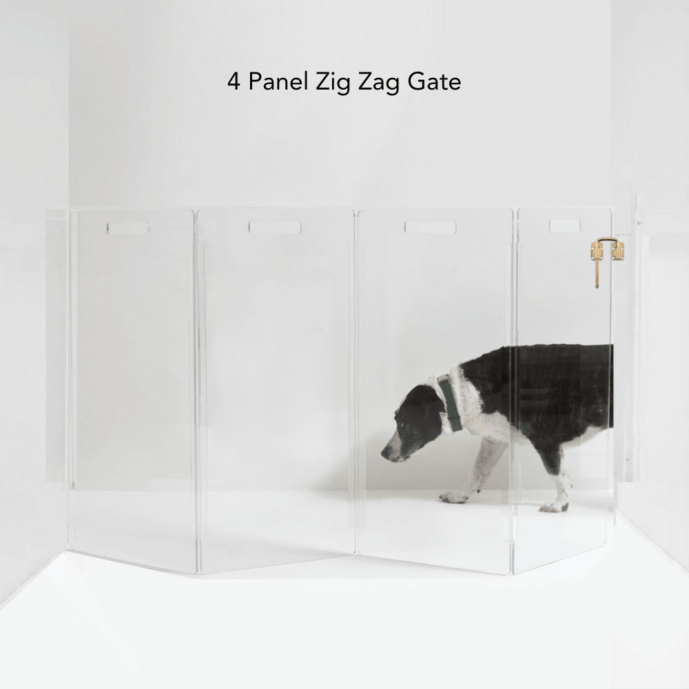 Hiddin Clear Acrylic Wall-Mounted Zig Zag Pet Gate – 30 in High