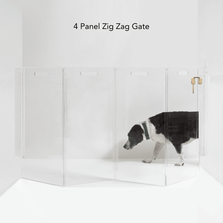 Hiddin Clear Acrylic Wall-Mounted Zig Zag Pet Gate – 30 in High