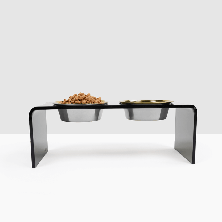 Hiddin Smoke Grey Acrylic Double Feeder – 7 in High