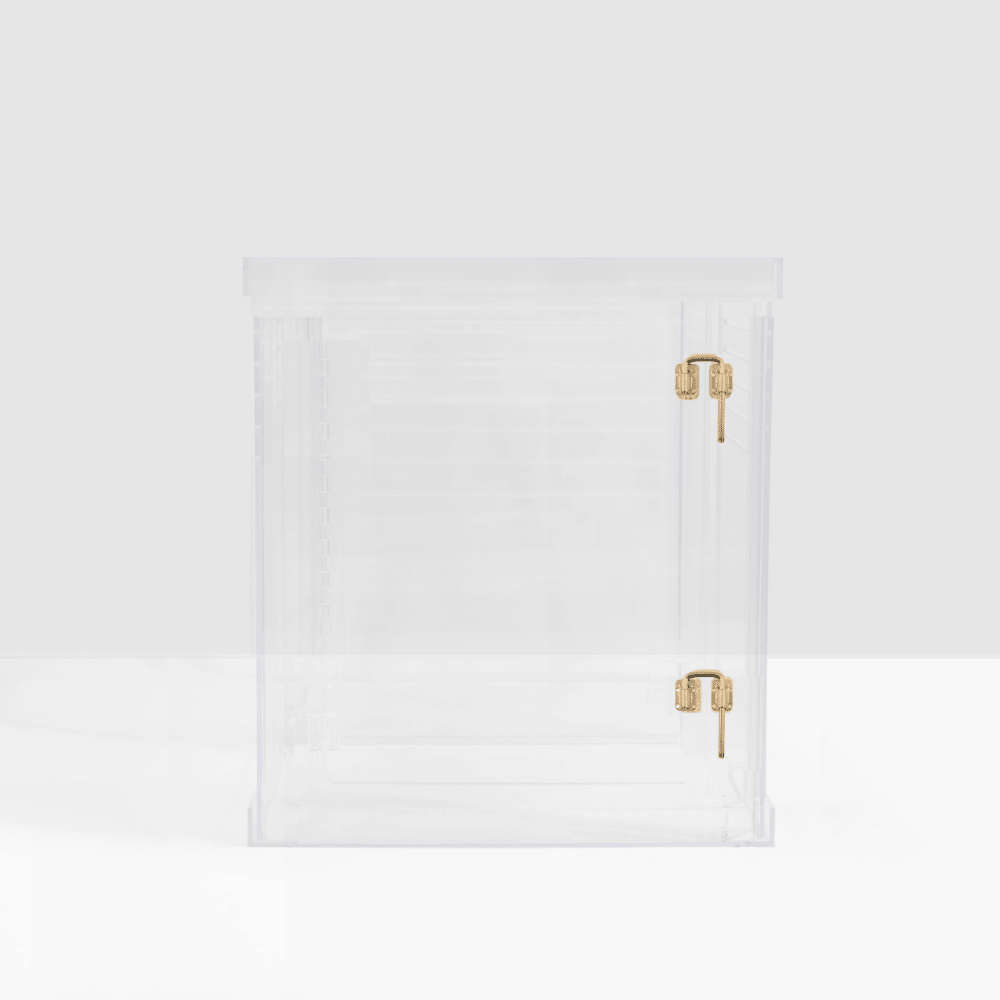 Hiddin Clear Acrylic Dog Crate – Small, Gold Latch
