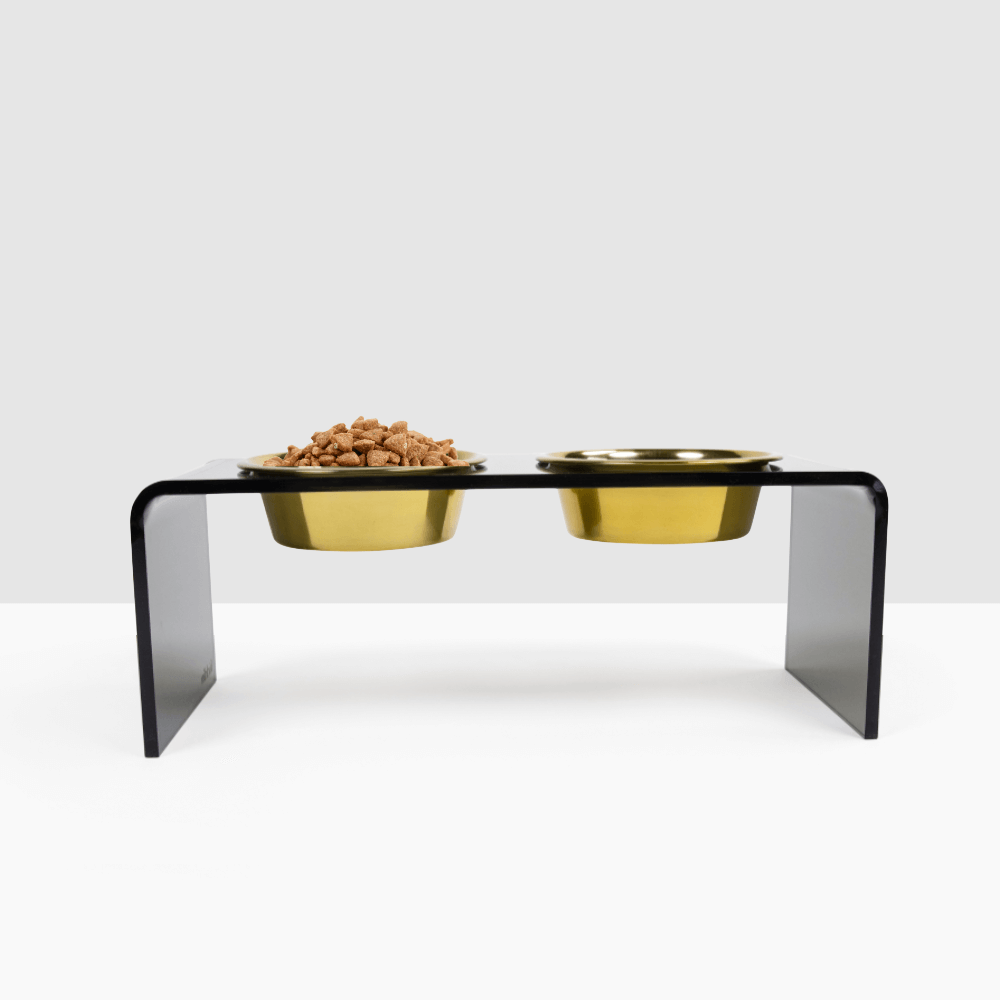 Hiddin Smoke Grey Acrylic Double Feeder – 7 in High