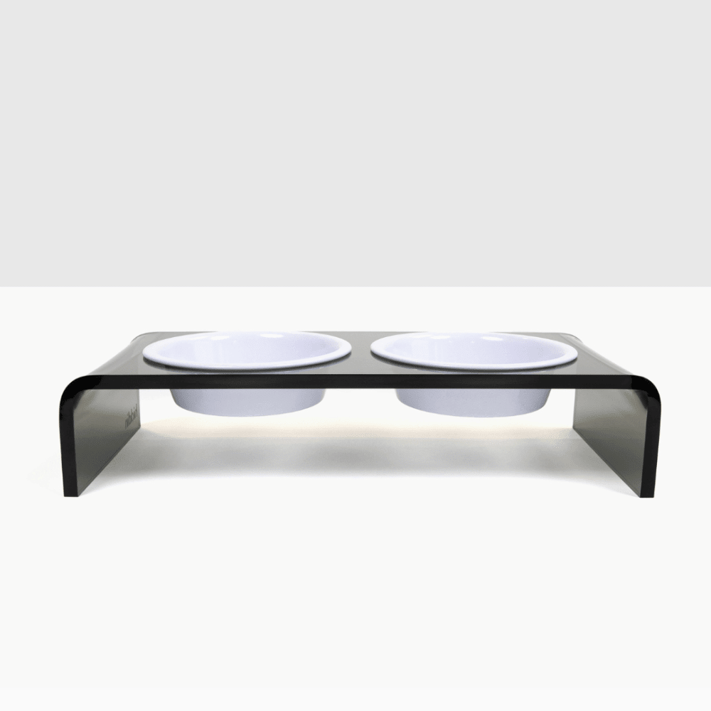 Hiddin Smoke Grey Acrylic Double Feeder – 3 in High
