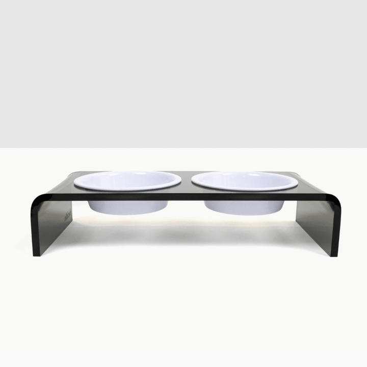 Hiddin Smoke Grey Acrylic Double Feeder – 3 in High