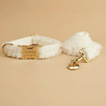 Load image into Gallery viewer, Wedding White Lace Set for personalized ID collars with white lace and gold-tone hardware.
