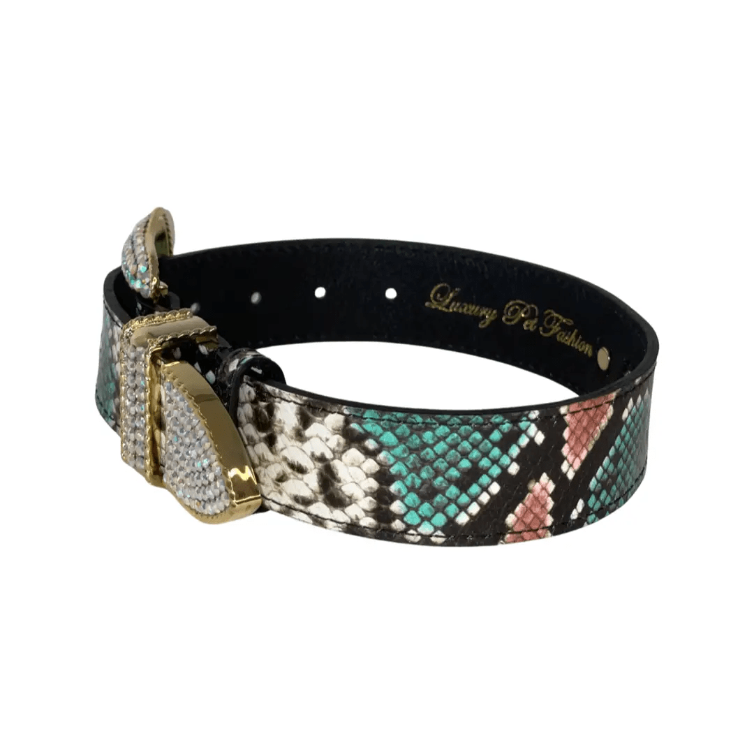 Swarovski Italian Leather Multi-Color Snake Collar by Allysa Payne Beverly Hills