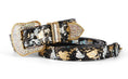 Load image into Gallery viewer, 2-piece collar and leash set with black, gold and silver Art Deco Swarovski crystals by Allysa Payne Beverly Hills
