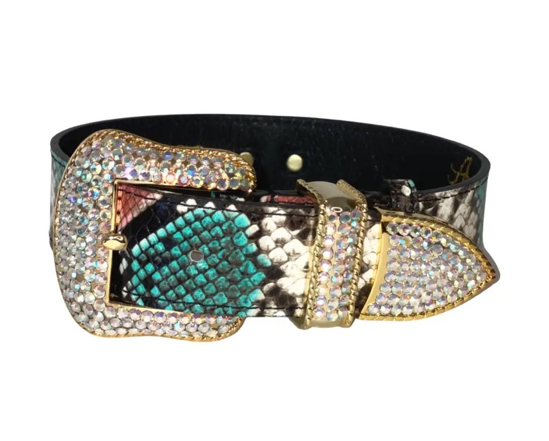 Swarovski Italian Leather Multi-Color Snake Collar by Allysa Payne Beverly Hills