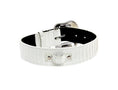 Load image into Gallery viewer, Matte white snake-pattern collar with silver hardware and buckle
