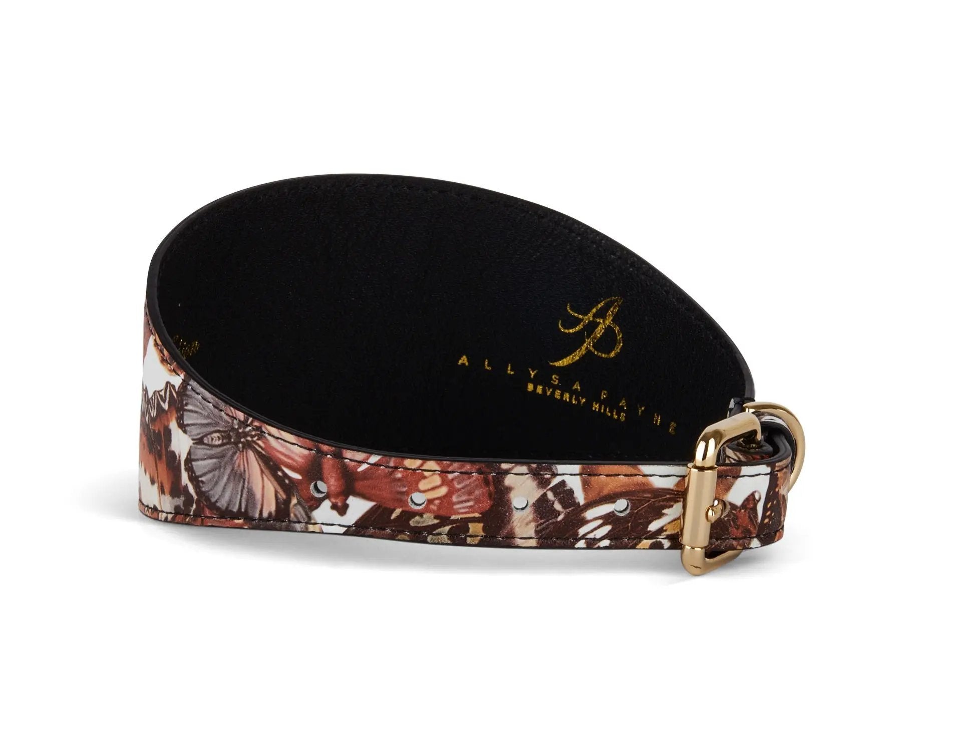 Butterfly Print Italian Leather 3" Wide Collar by Allysa Payne Beverly Hills
