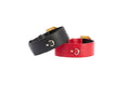 Load image into Gallery viewer, Collar set in black and red Italian leather with gold-tone hardware; 2-piece.
