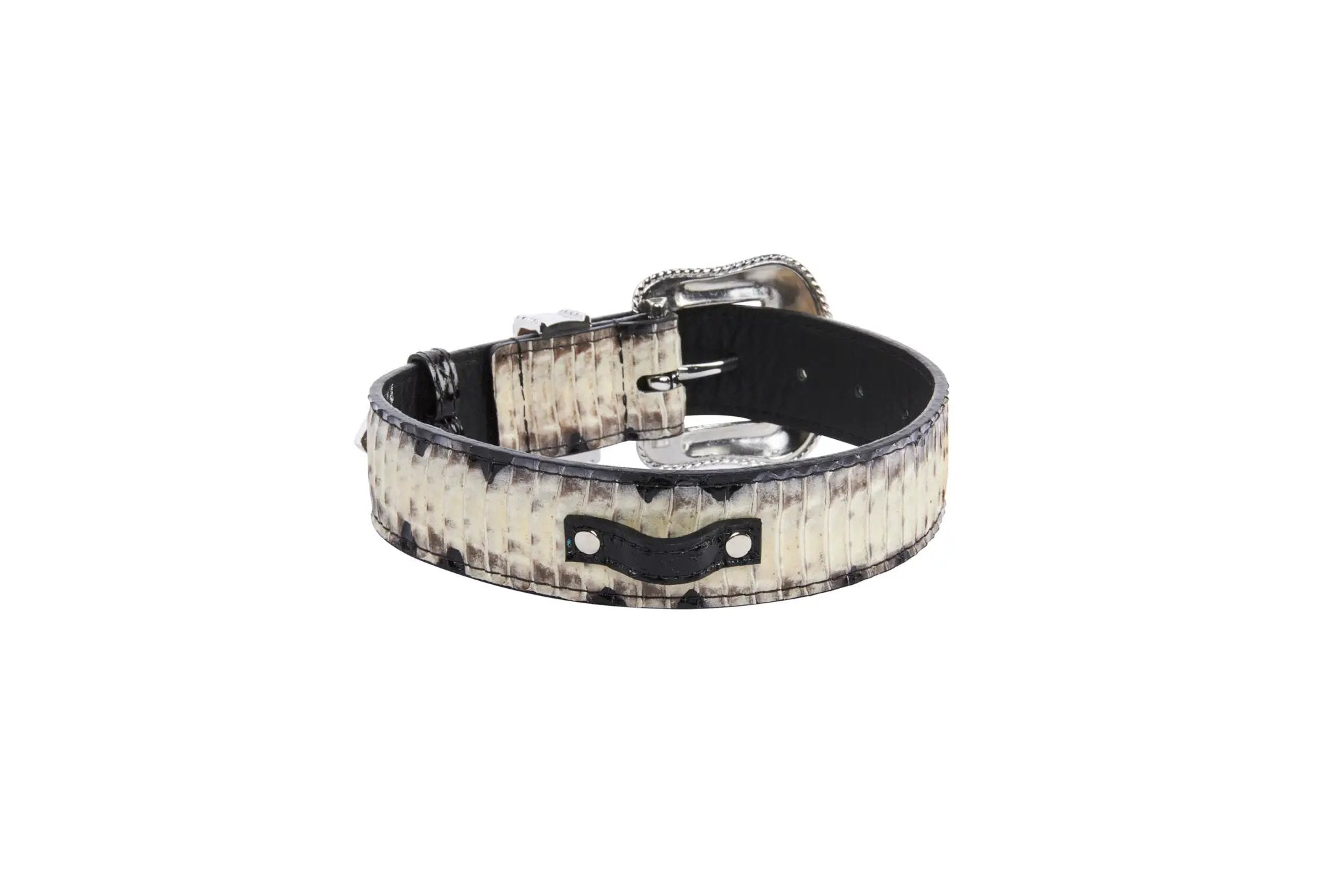 Off-White Snake Chain With Silver Swarovski Crystals 14-19 In by Allysa Payne Beverly Hills