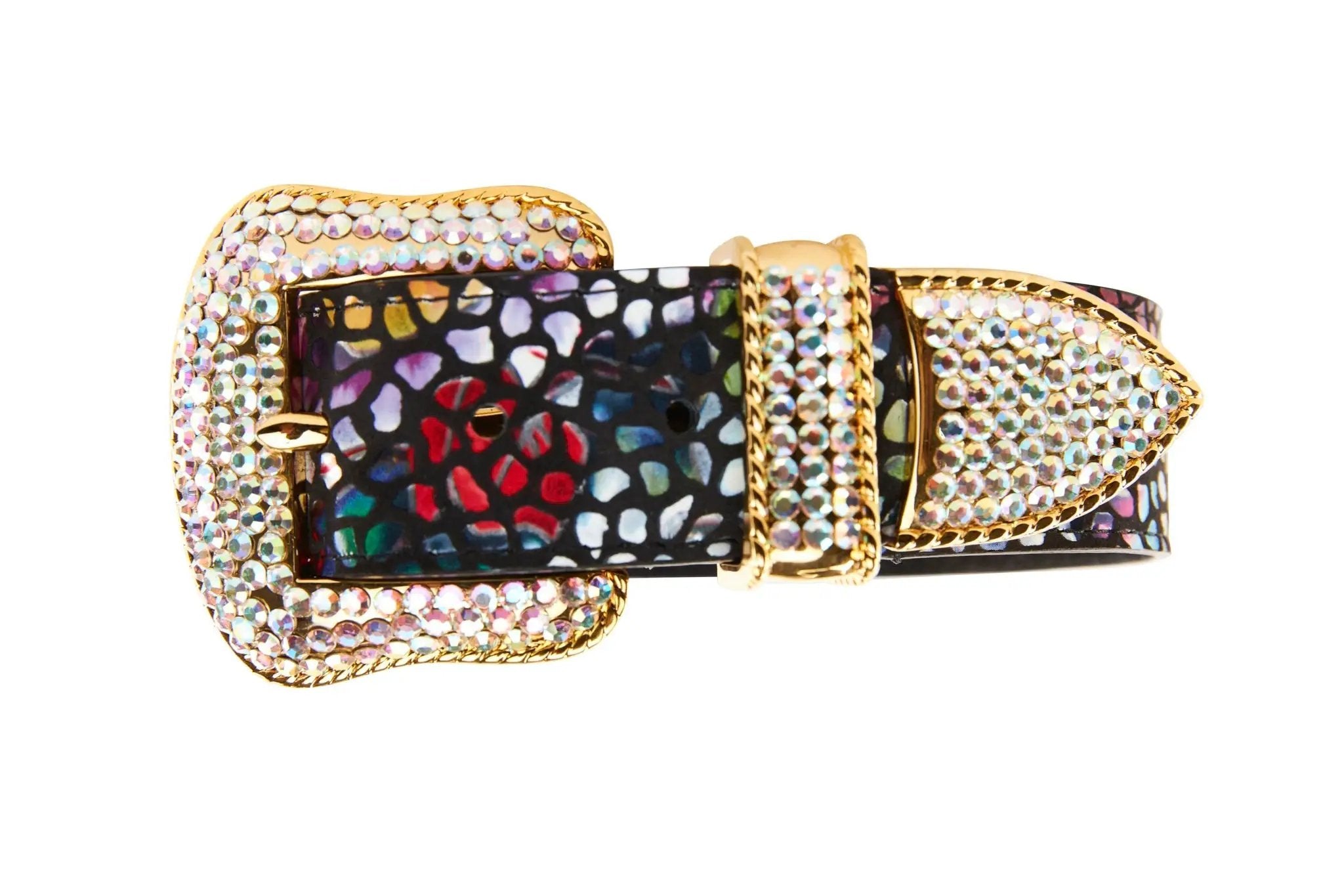 Luxury Pet Fashion Floral Mosaic Leather Collar Set by Allysa Payne Beverly Hills