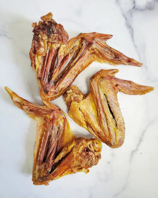 Turkey wings by Naked Beasts; dried, golden-brown, crispy jerky-style cuts (4 pieces)