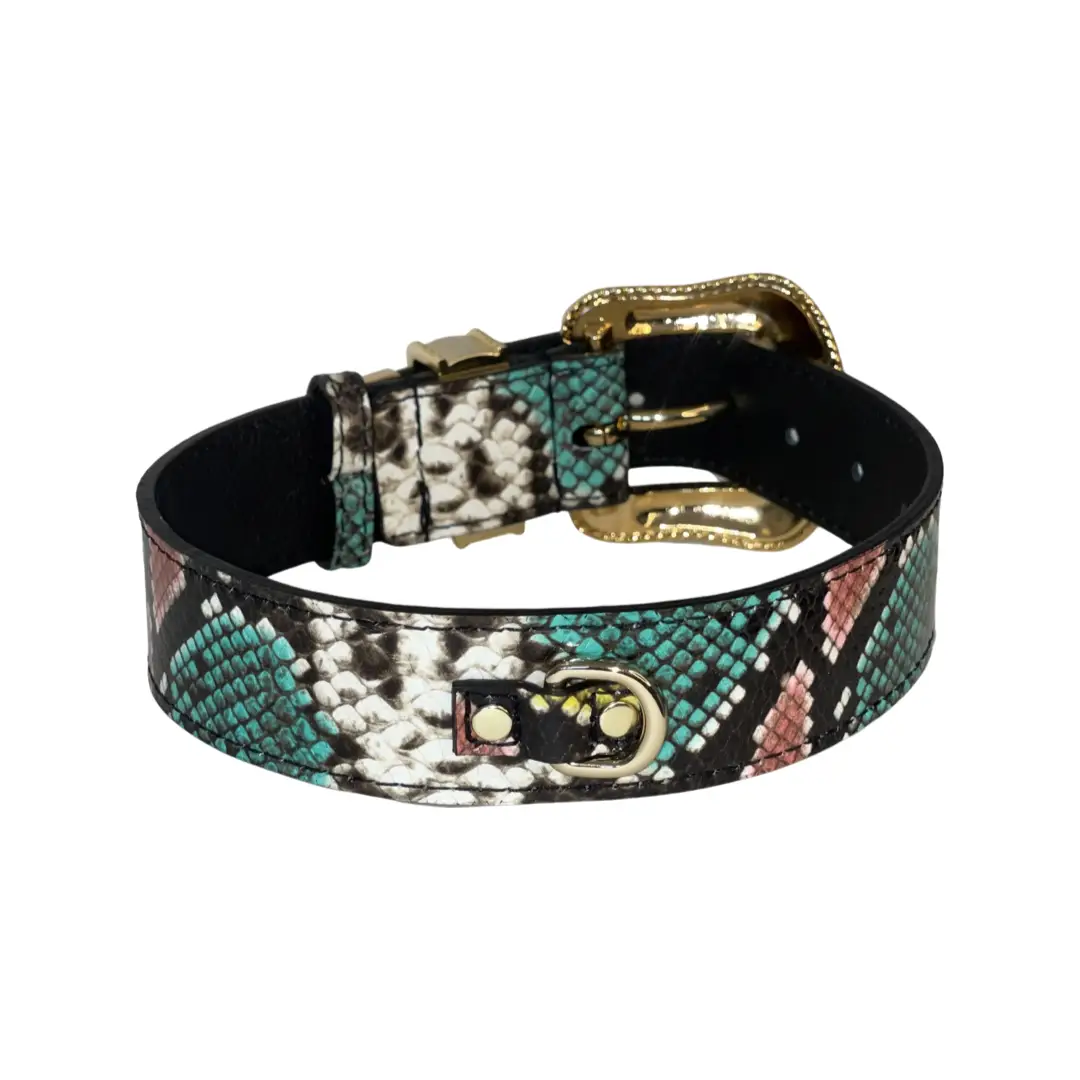 Swarovski Italian Leather Multi-Color Snake Collar by Allysa Payne Beverly Hills