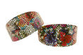 Load image into Gallery viewer, Allysa Payne Beverly Hills Olive Floral Mosaic 3-inch Wide Style Collars, set of 2, multicolor metallic mosaic pattern
