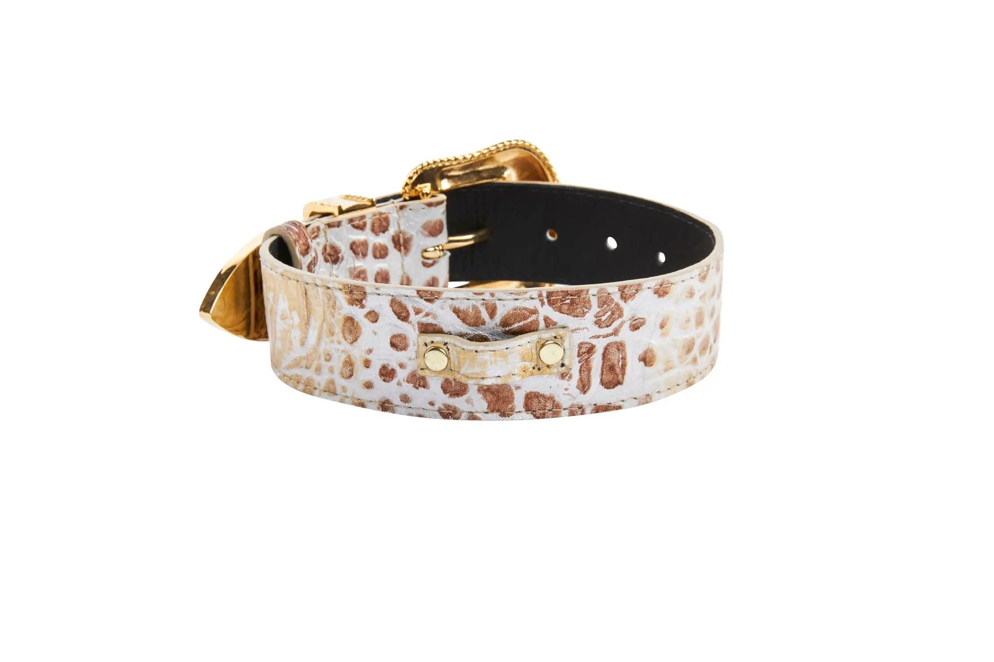 Luxe Swarovski Crystal Leather Collar In Silver Bronze Gold by Allysa Payne Beverly Hills