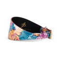 Load image into Gallery viewer, Floral print Italian leather collar, 3-inch wide, by Allysa Payne Beverly Hills, Swarovski crystals, gold hardware
