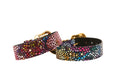 Charger l'image dans la visionneuse de la galerie, Luxury Pet Fashion Floral Mosaic Leather Collar Set by Allysa Payne Beverly Hills
