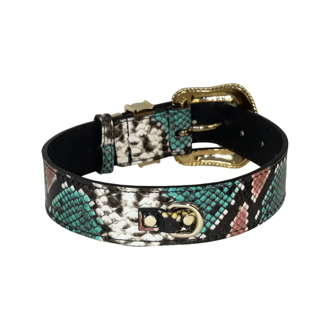 Swarovski Italian Leather Multi-Color Snake Collar by Allysa Payne Beverly Hills