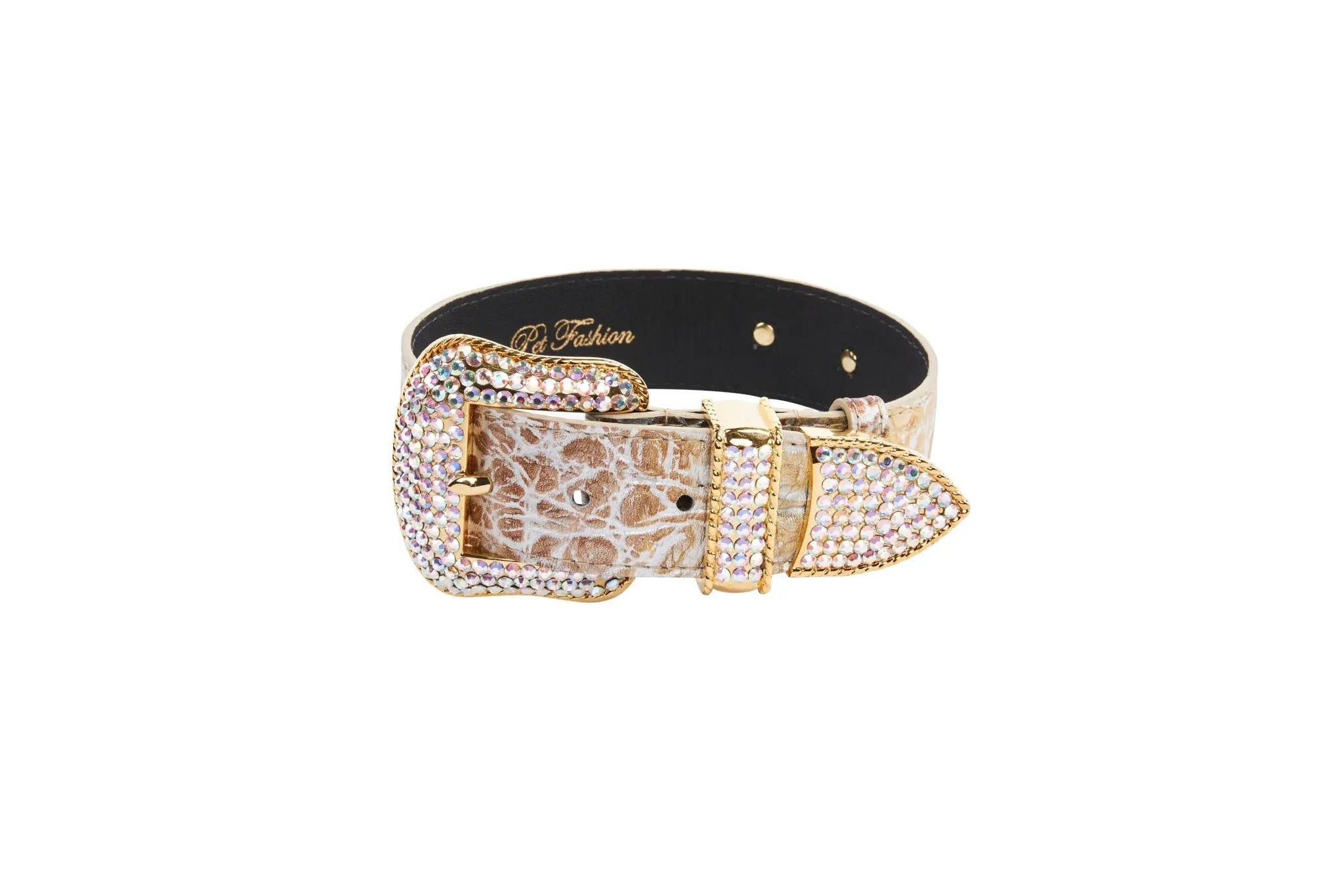 Luxe Swarovski Crystal Leather Collar In Silver Bronze Gold by Allysa Payne Beverly Hills