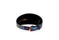 Load image into Gallery viewer, Dog collar, 3-inch wide, midnight blue floral mosaic Italian leather with gold hardware, Allysa Payne Beverly Hills.
