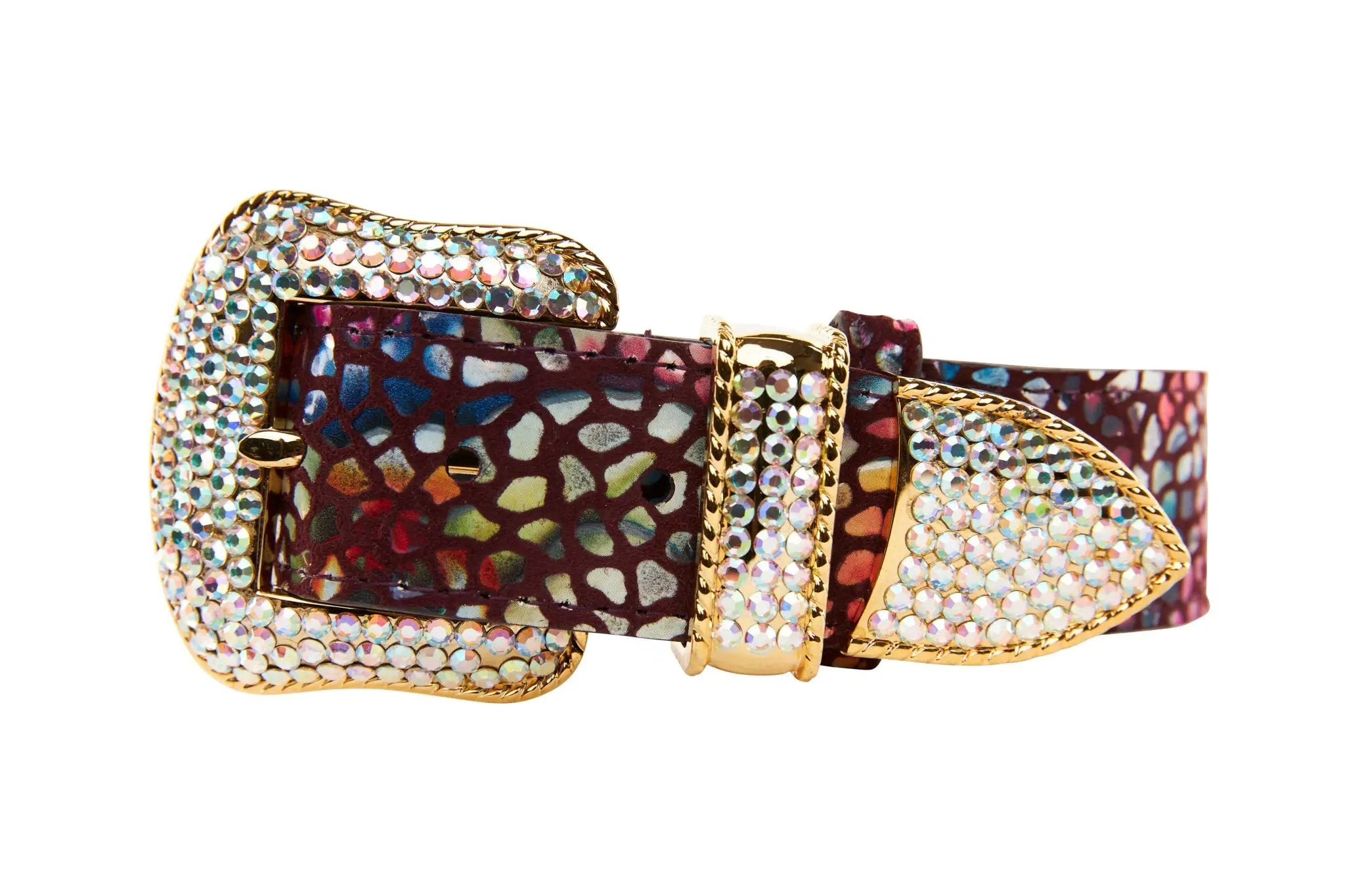 Luxury Pet Fashion Floral Mosaic Leather Collar Set by Allysa Payne Beverly Hills