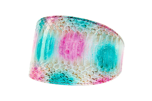 Turquoise, fuchsia, off-white snake collar, 4-inch wide, Allysa Payne Beverly Hills