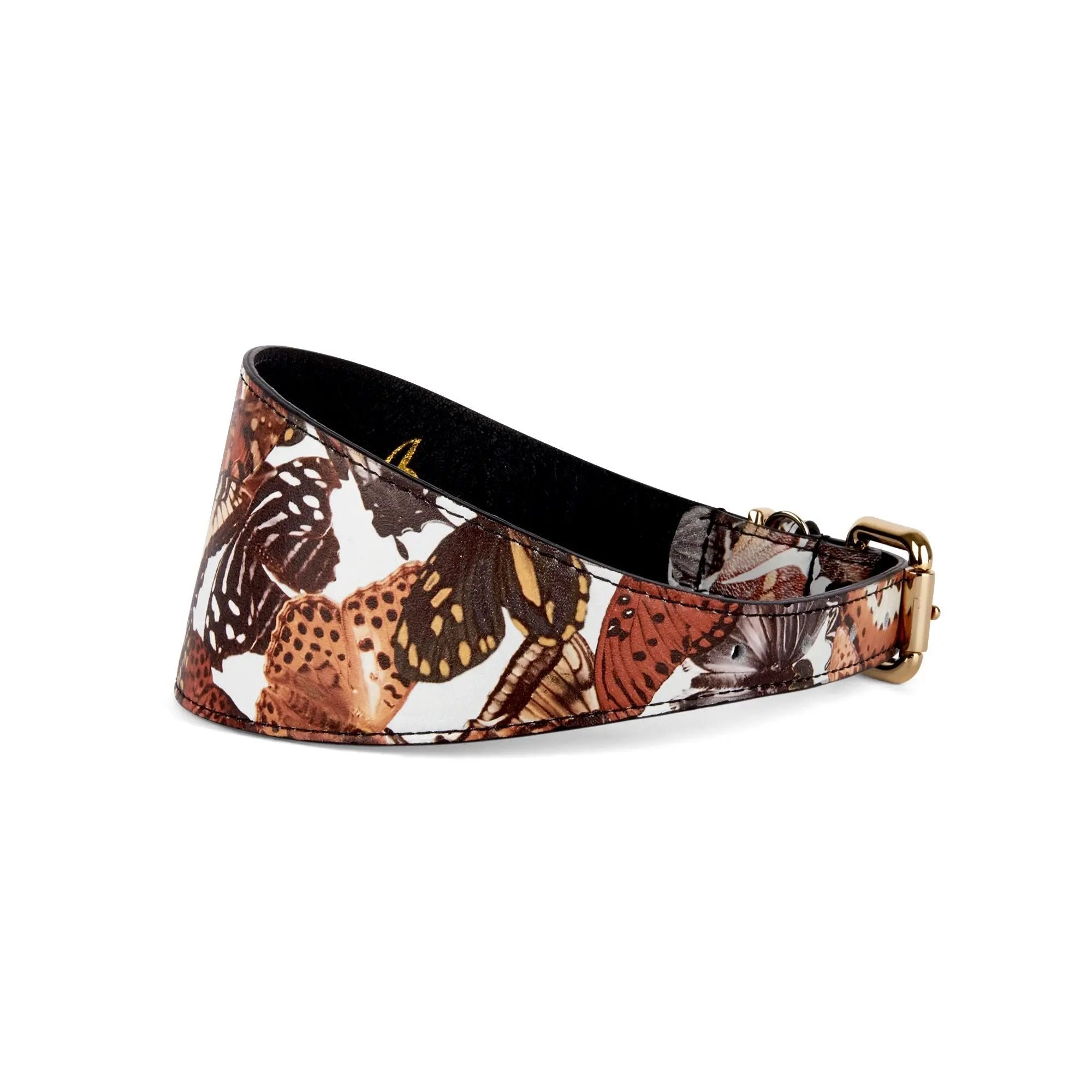 Elysian Butterfly Print Italian Leather Collar by Allysa Payne Beverly Hills