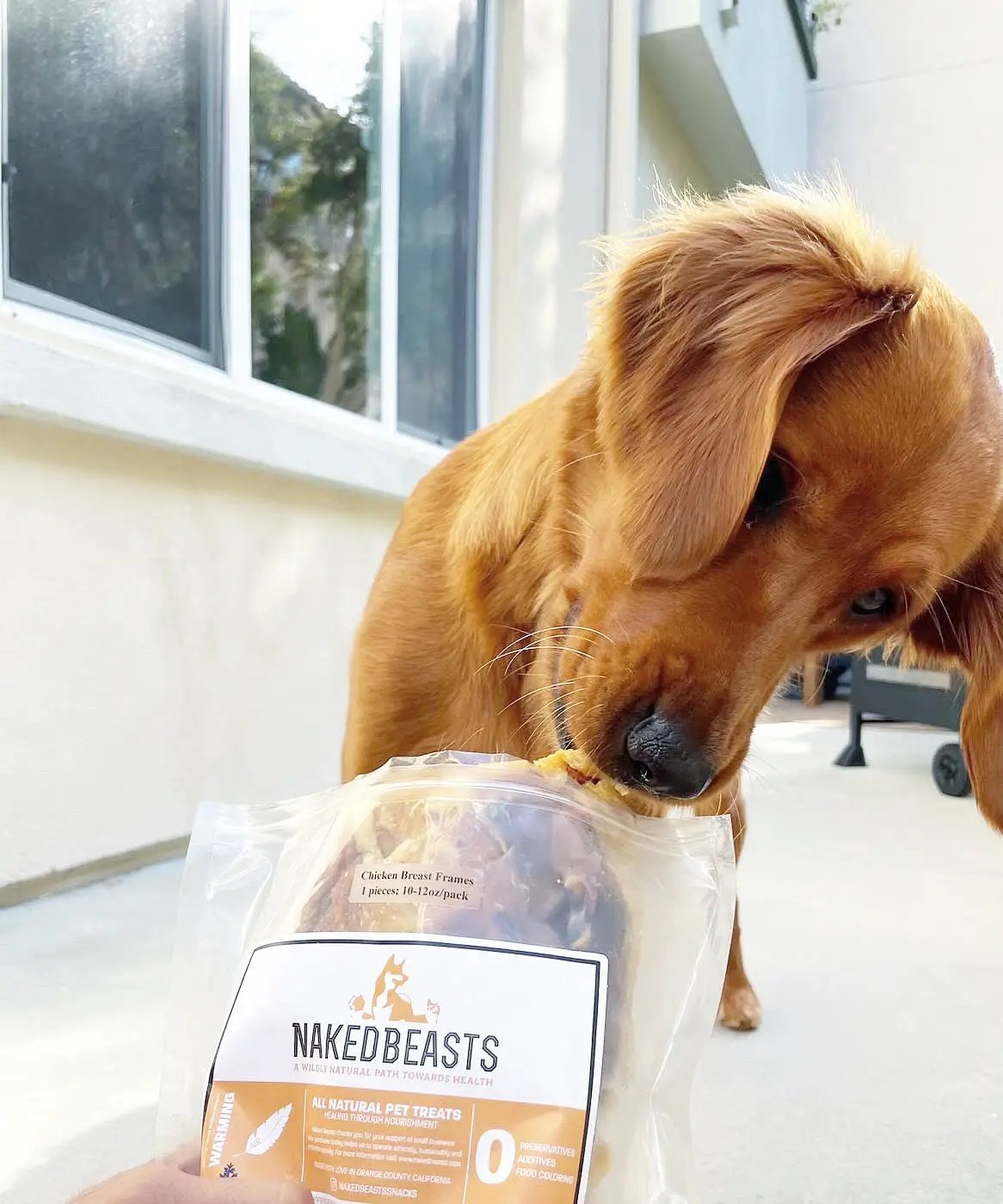 Chicken Frames (Chunked) dog treats in Naked Beasts packaging