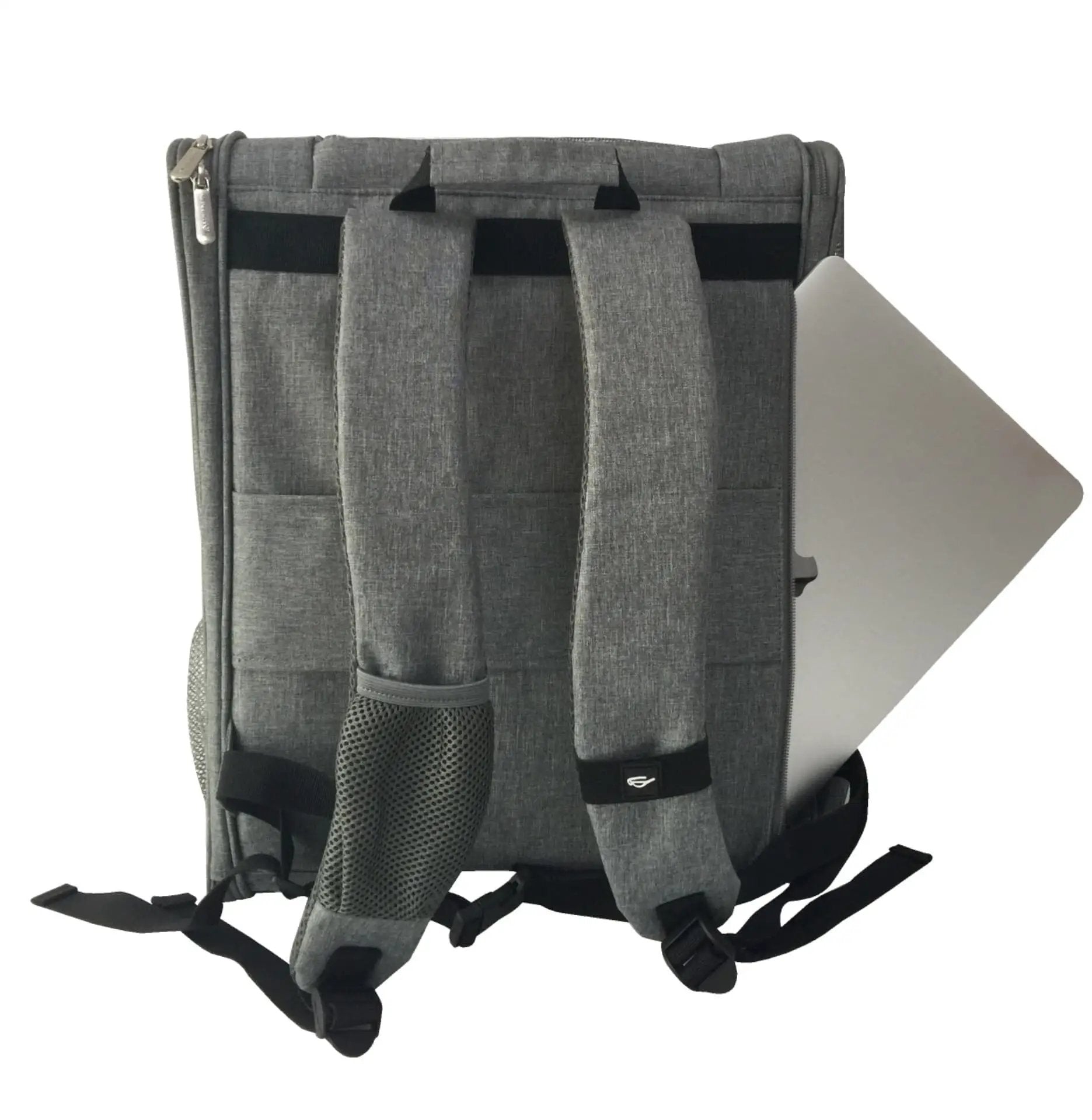 Mr. Peanut's Aspen Series airline-compliant backpack pet carrier in gray fabric with padded shoulder straps