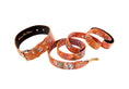 Load image into Gallery viewer, Collar and leash set in orange floral Italian leather with gold hardware by Allysa Payne Beverly Hills
