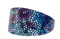 Load image into Gallery viewer, Dark midnight blue floral mosaic Italian leather 3-inch wide style collar

