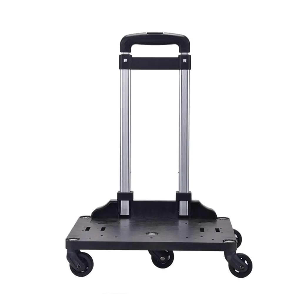 Mr. Peanut's Pet Carrier Luggage Cart with silver rails, black base, spinner wheels