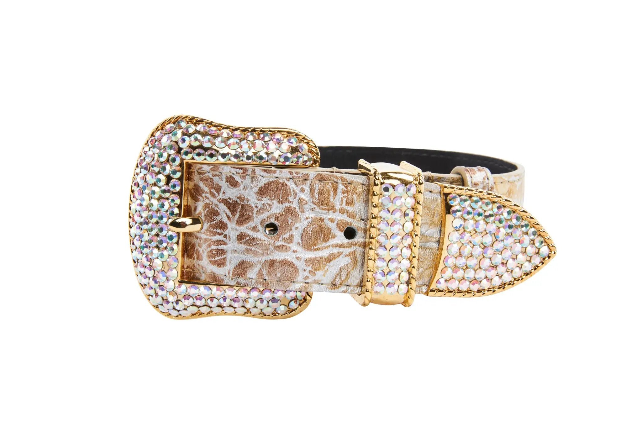 Luxe Swarovski Crystal Leather Collar In Silver Bronze Gold by Allysa Payne Beverly Hills