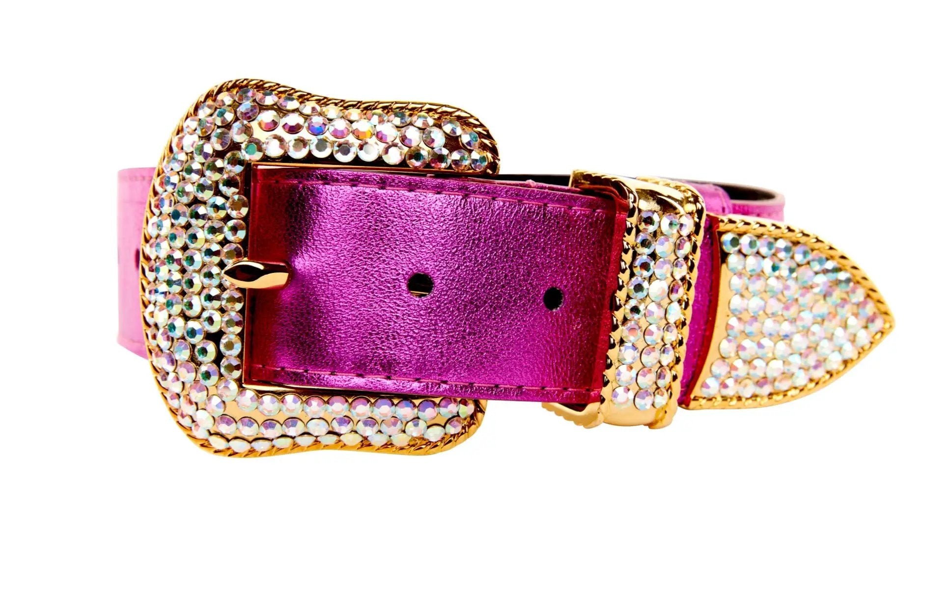 FurHaven Pink Foil Leather Pet Set With Swarovski Crystals by Allysa Payne Beverly Hills