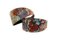 Load image into Gallery viewer, Olive Floral Mosaic 3 inches Wide Style Collars, set of 2; multicolor mosaic metal cuffs
