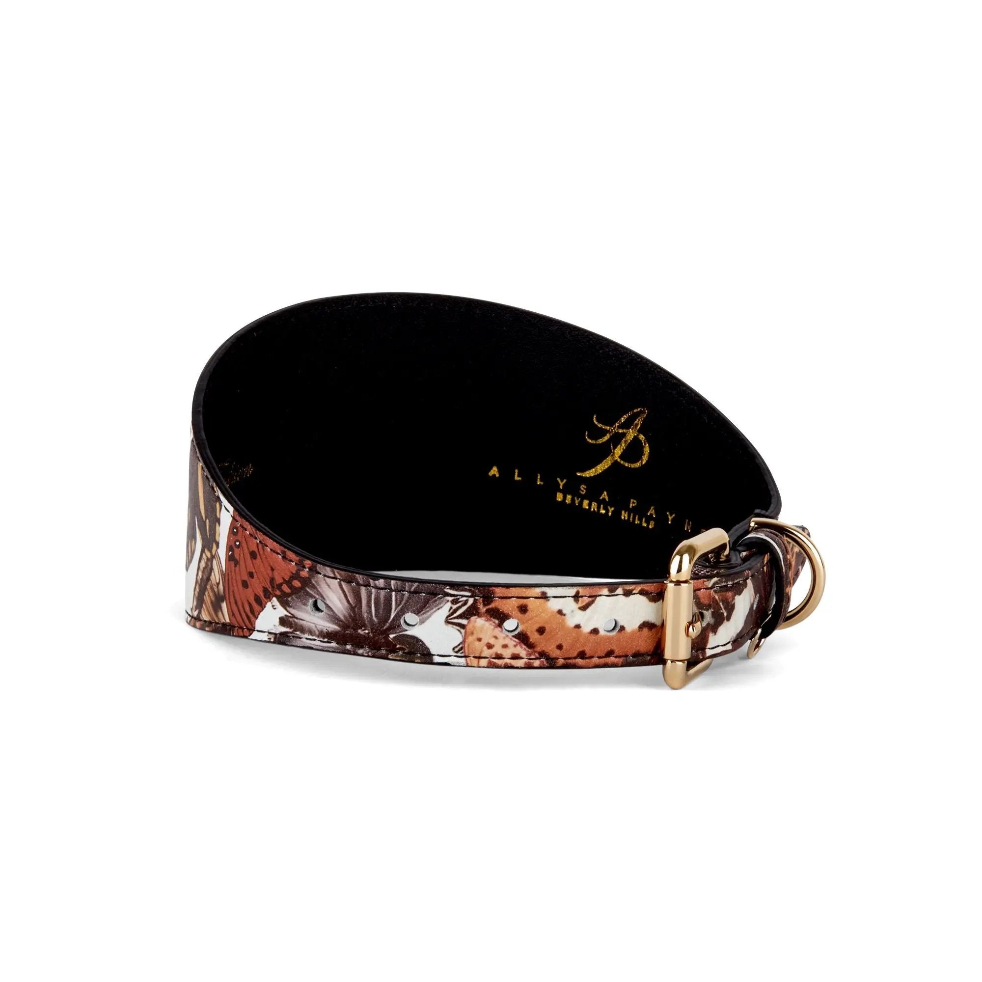 Elysian Butterfly Print Italian Leather Collar by Allysa Payne Beverly Hills