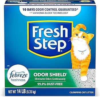 Fresh Step Odor Shield representative 14 lb box front; listing is 42 lb