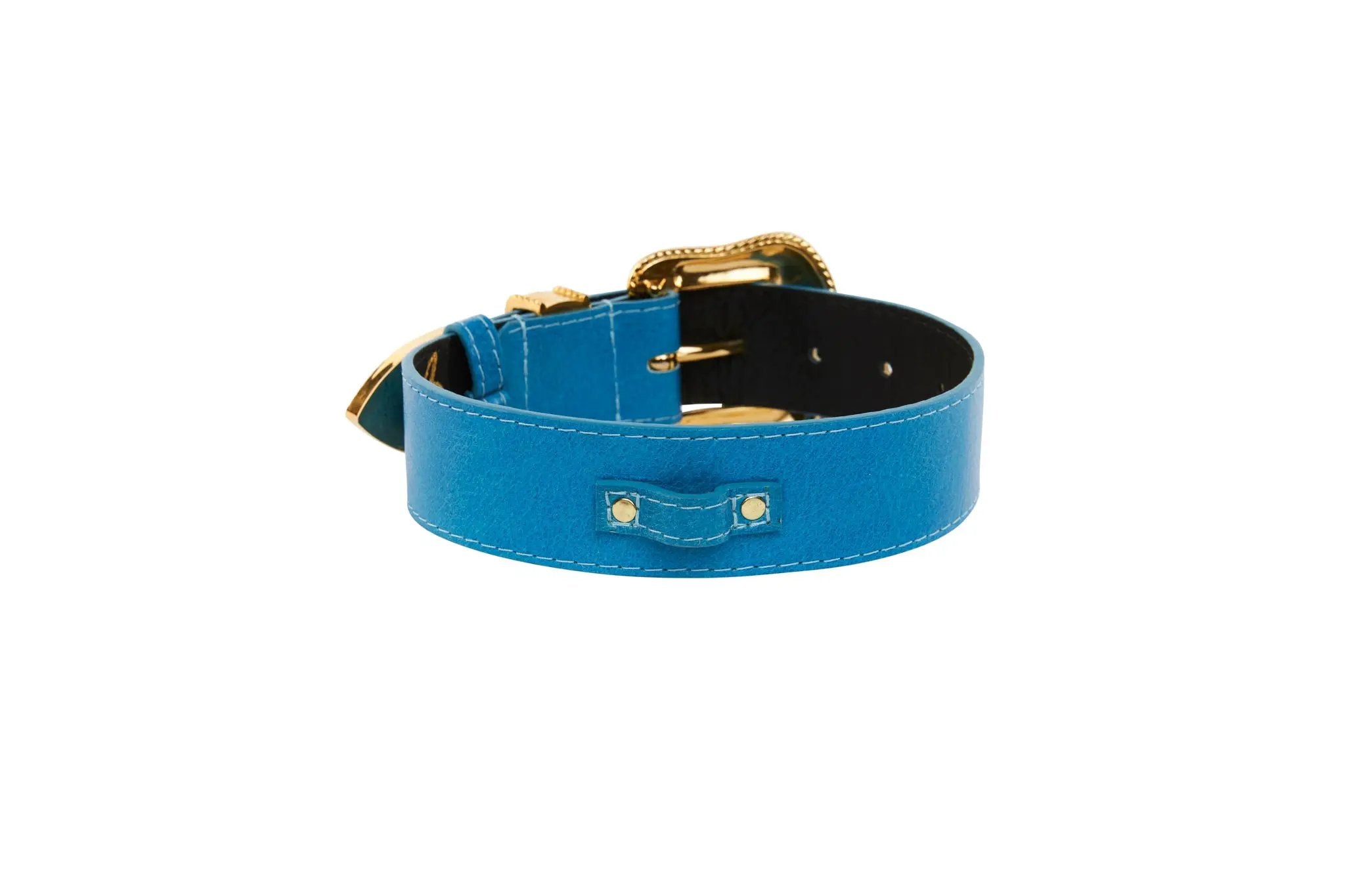 Italian Leather Dog Collar By Luxe Pet With Gold Swarovski by Allysa Payne Beverly Hills