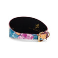 Load image into Gallery viewer, Floral print Italian leather 3-inch wide collar by Allysa Payne Beverly Hills with gold hardware
