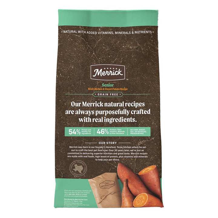 Merrick Senior chicken recipe bag reverse