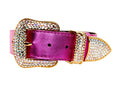 Cargar la imagen en la vista de la galería, Luna Pet Pink Foil Leather Swarovski Collar by Allysa Payne Beverly Hills
