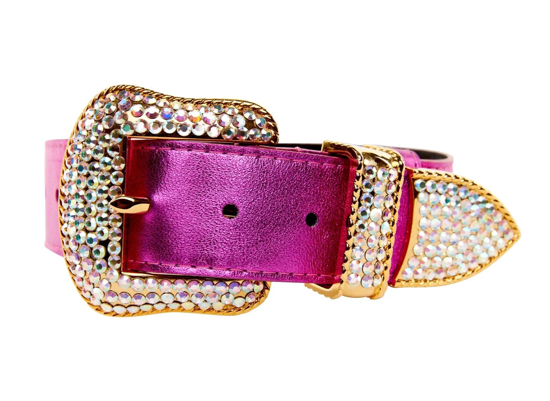 Luna Pet Pink Foil Leather Swarovski Collar by Allysa Payne Beverly Hills