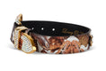 Load image into Gallery viewer, Butterfly-print Italian leather collar with gold-tone Swarovski crystal hardware by Allysa Payne Beverly Hills
