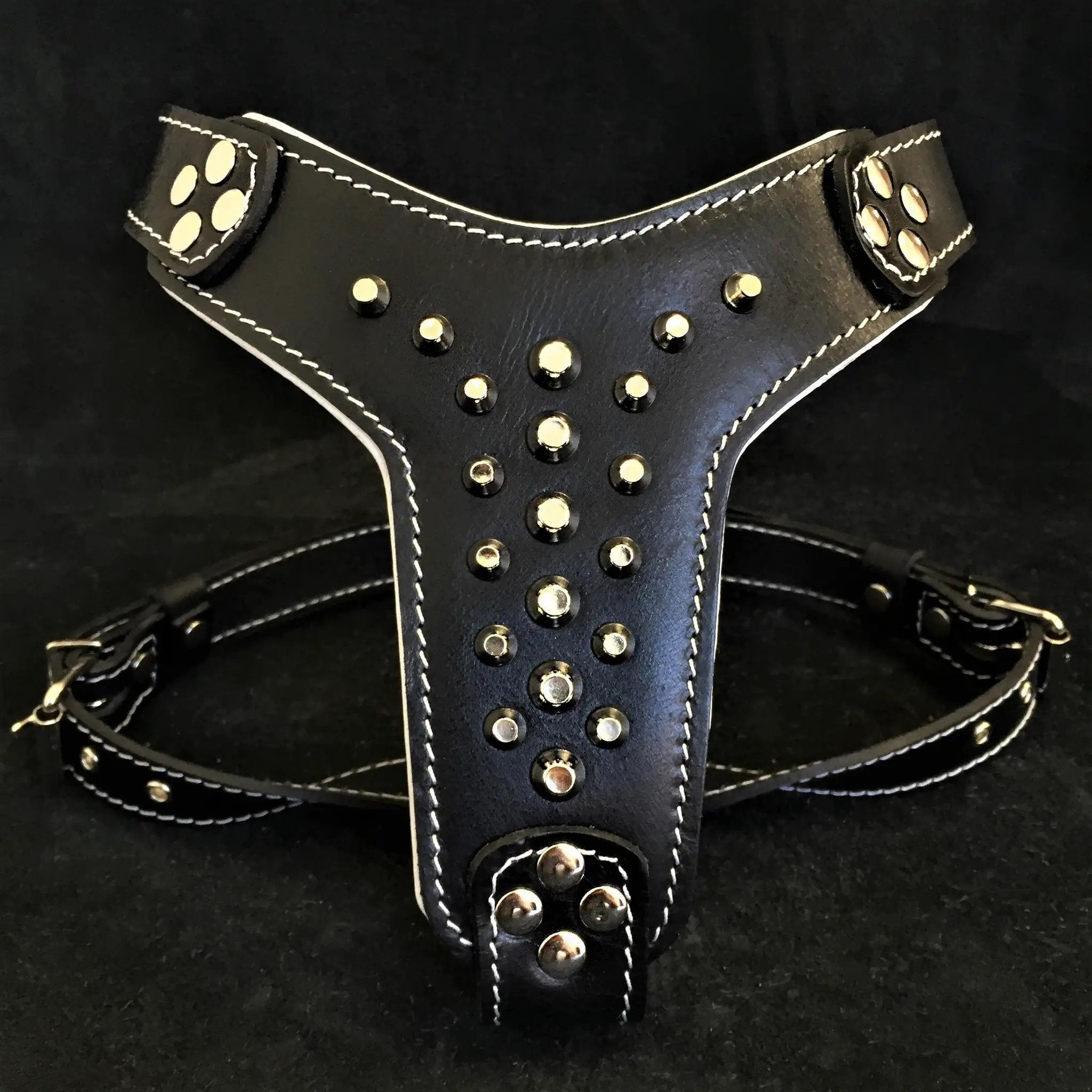 The "Rocky" studded leather harness Small to Medium Size - Pet Collars & Harnesses from Bestia Dog Gear