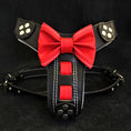 Carica l'immagine nel visualizzatore della galleria, Bestia Dog Gear Bowtie Leather Harness Handmade Black Small Medium by Bestia Dog Gear
