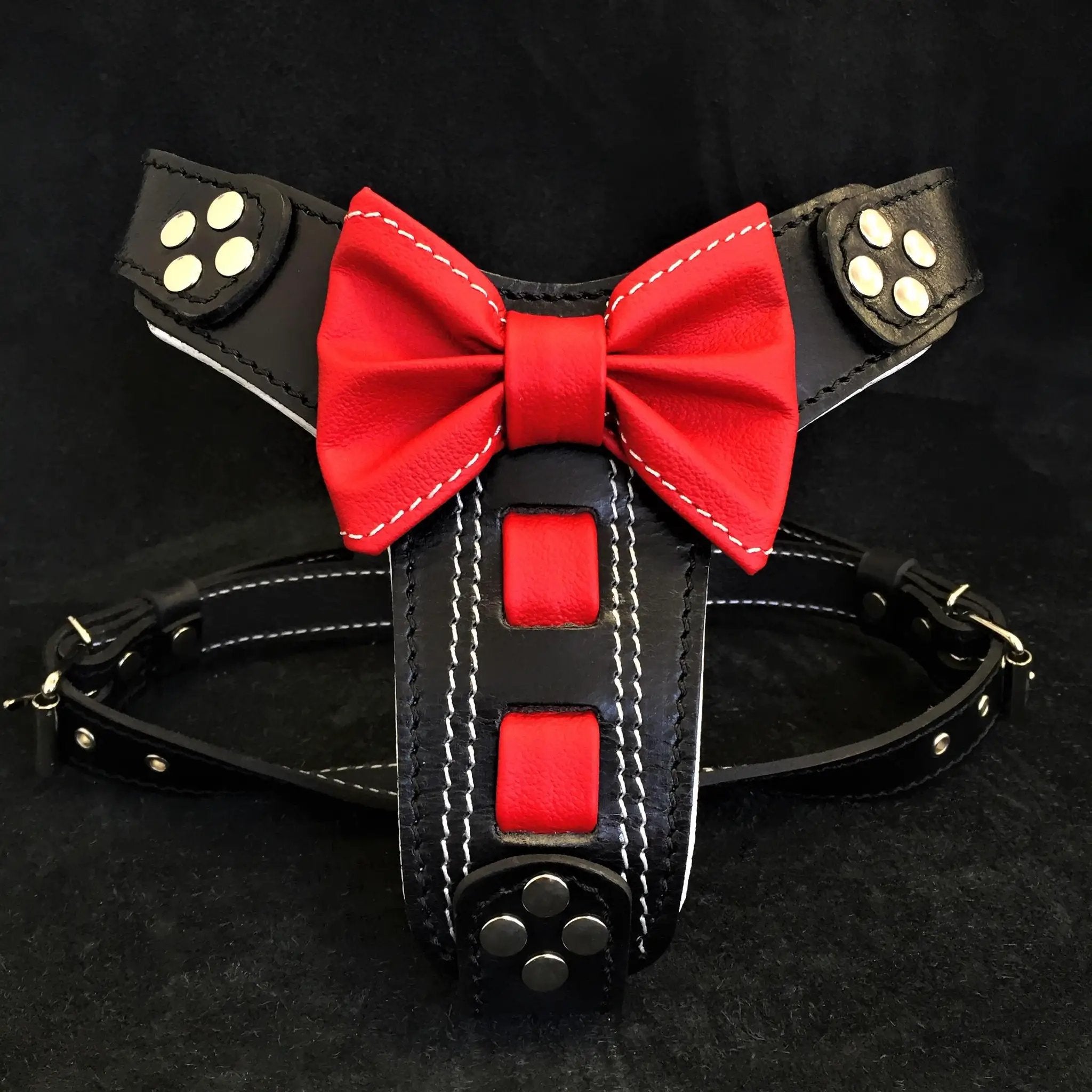 Bestia Dog Gear Bowtie Leather Harness Handmade Black Small Medium by Bestia Dog Gear