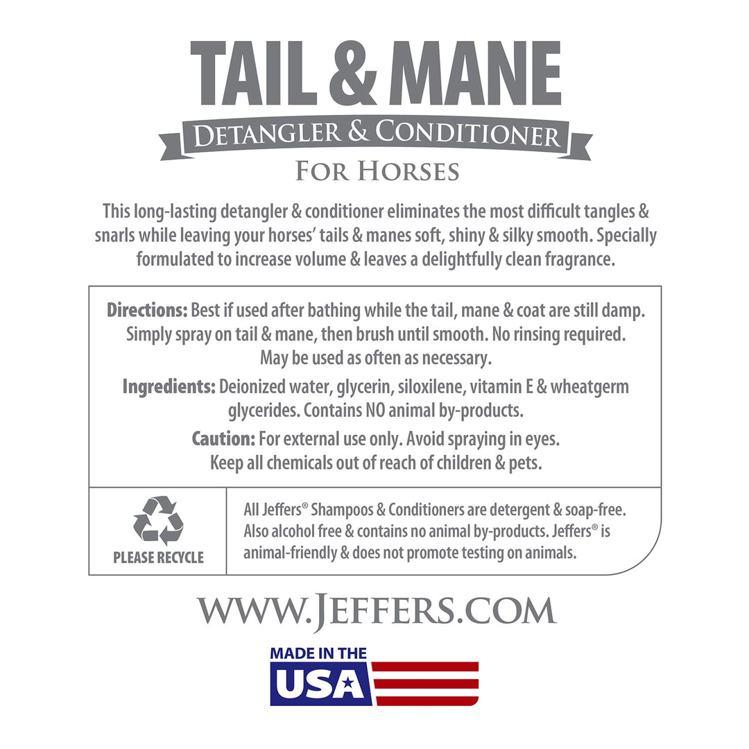 Jeffers Equine Mane and Tail Detangler and Conditioner Spray