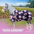 Cargar la imagen en la vista de la galería, Jeffers Expression 1200D Draft Horse Turnout Blanket, rose garden floral pattern, 240 g, waterproof
